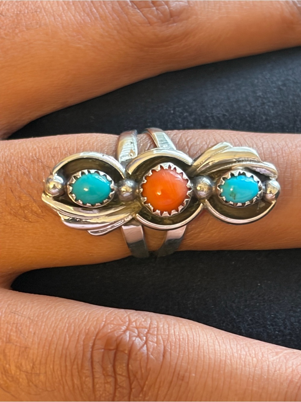 Sterling Silver 3 Stone Ring Size 4.75